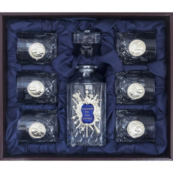 Набір графин + 6 склянок для віскі "Козацькому роду нема переводу" Набір графин + 6 склянок для віскі "Козацькому роду нема переводу"