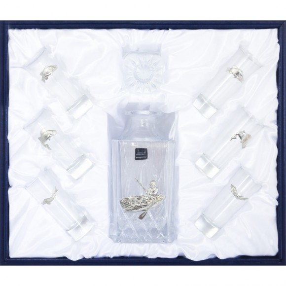 Набір графин + 6 стопок для горілки "Рибалка"