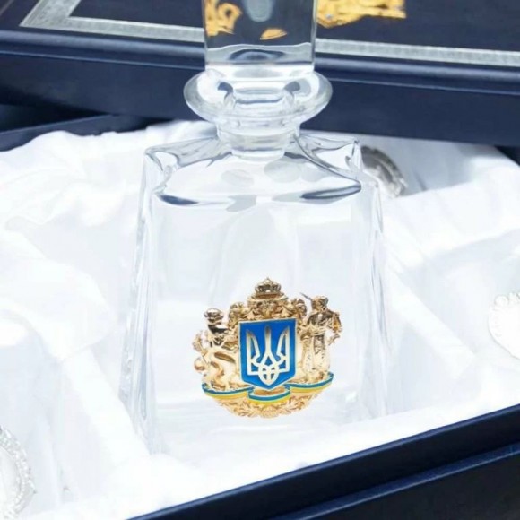 Набір графин + 4 склянки для віскі "Тризуб"