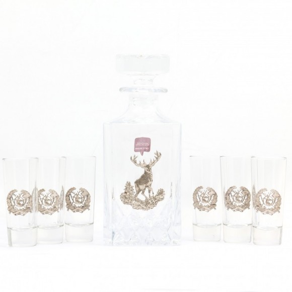 Набір графин + 6 стопок для горілки "Полювання"