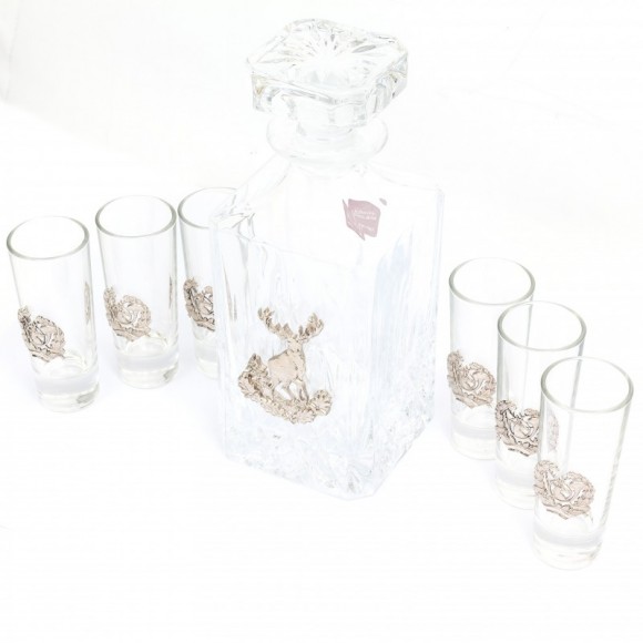 Набір графин + 6 стопок для горілки "Полювання"