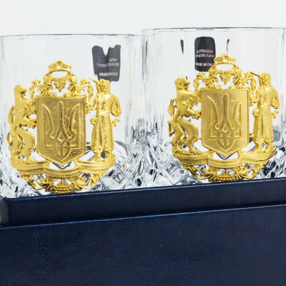Набір з 2-х склянок для віскі "Герб України" Набір з 2-х склянок для віскі "Герб України"