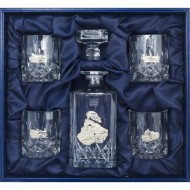 Набір графин + 4 склянки для віскі "Залізничний" Набір графин + 4 склянки для віскі