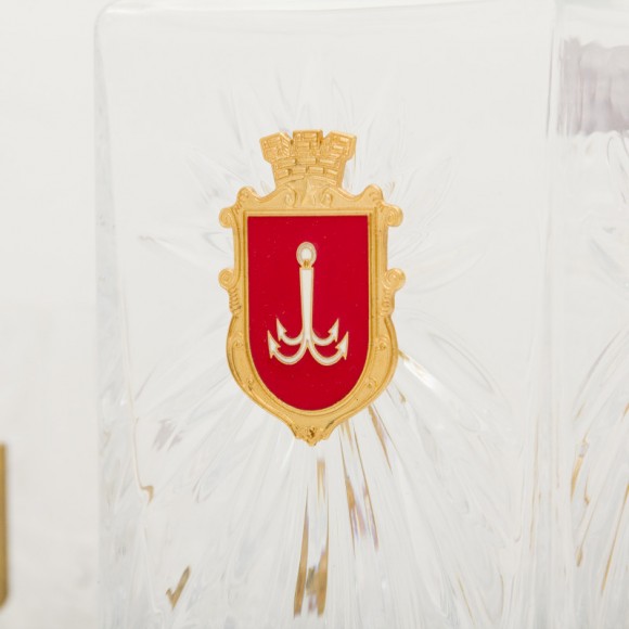 Набір графин + 6 склянок для віскі "Герб Одеси та Тризуб" Набір графин + 6 склянок для віскі "Герб Одеси та Тризуб"