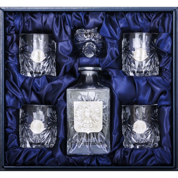 Набір графин + 4 склянки для віскі "Герб Польщі" Набір графин + 4 склянки для віскі "Герб Польщі"