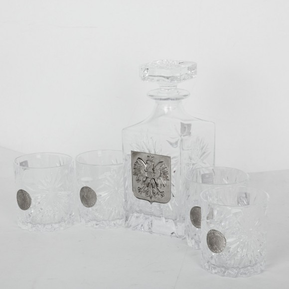 Набір графин + 4 склянки для віскі "Герб Польщі" Набір графин + 4 склянки для віскі "Герб Польщі"