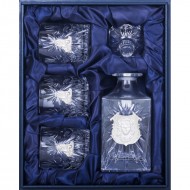 Набір графин + 3 склянки для віскі "Лев" Набір графин + 3 склянки для віскі