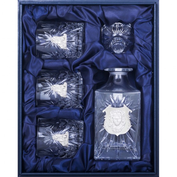 Набір графин + 3 склянки для віскі "Лев" Набір графин + 3 склянки для віскі "Лев"