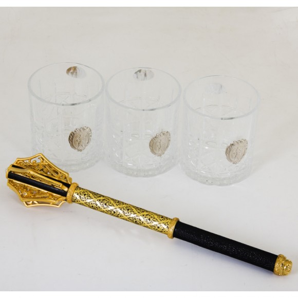 Набір булава + 3 склянки для віскі "Козак" Набір булава + 3 склянки для віскі "Козак"