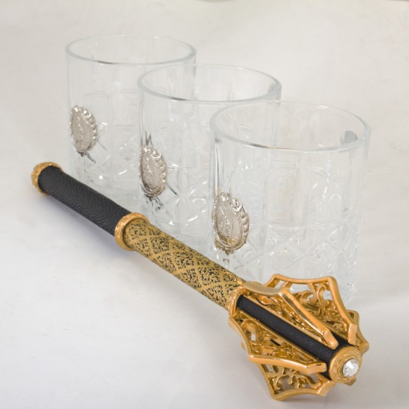 Набір булава + 3 склянки для віскі "Козак" Набір булава + 3 склянки для віскі "Козак"