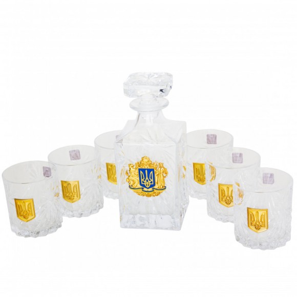 Набор графин + 6 стаканов для виски "Добрый вечер мы из Украины"