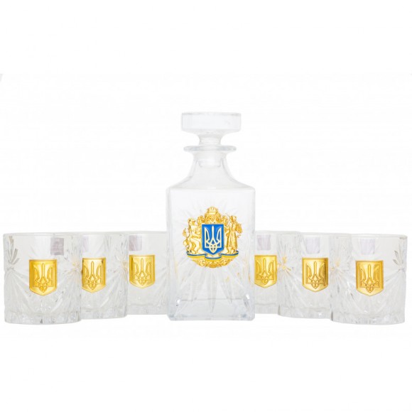 Набор графин + 6 стаканов для виски "Добрый вечер мы из Украины"