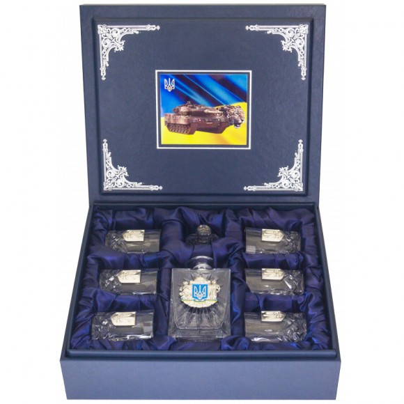 Набор графин + 6 стаканов для виски "Тризуб" Набор графин + 6 стаканов для виски "Тризуб"