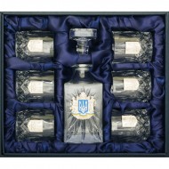 Набор графин + 6 стаканов для виски "Тризуб"