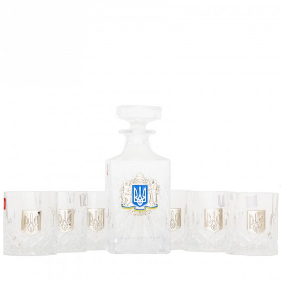 Набор графин + 6 стаканов для виски "Тризуб" Набор графин + 6 стаканов для виски "Тризуб"