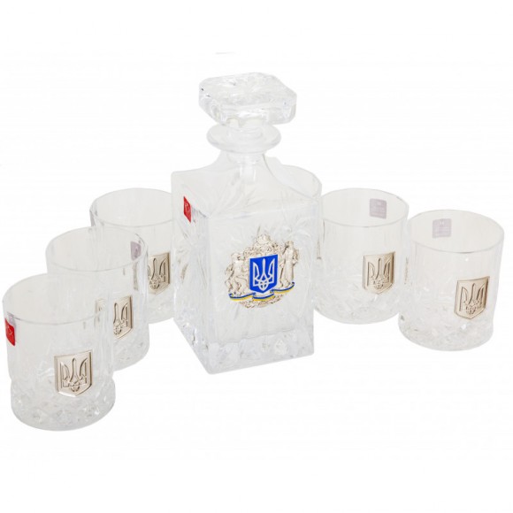Набор графин + 6 стаканов для виски "Тризуб" Набор графин + 6 стаканов для виски "Тризуб"