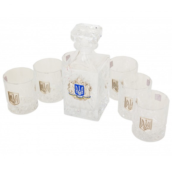 Набор графин + 6 стаканов для виски "Тризуб" Набор графин + 6 стаканов для виски "Тризуб"