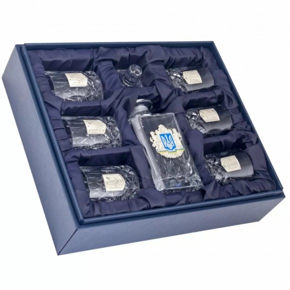 Набор графин + 6 стаканов для виски "Тризуб" Набор графин + 6 стаканов для виски "Тризуб"