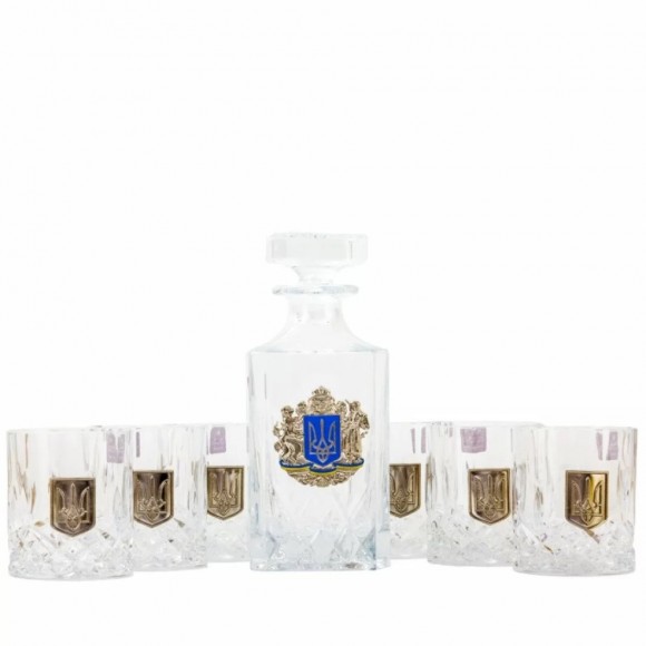 Набор графин + 6 стаканов для виски "Тризуб" Набор графин + 6 стаканов для виски "Тризуб"