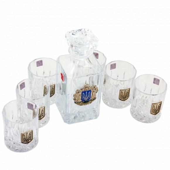 Набор графин + 6 стаканов для виски "Тризуб" Набор графин + 6 стаканов для виски "Тризуб"