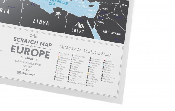 Скретч-карта Европы Travel Map Silver Europe