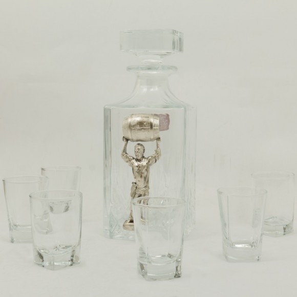 Набор графин + 6 стопок для водки "Я мзду не беру, мне за державу обидно"