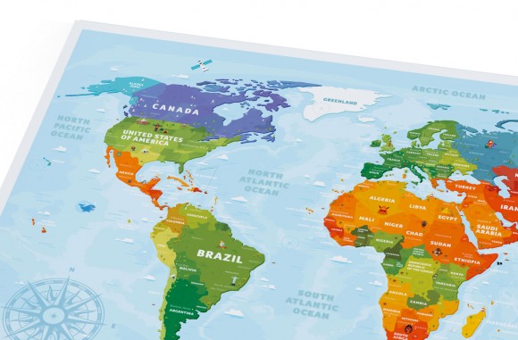 Скретч-карта мира для детей Travel Map Kids Sights (с набором карточек)